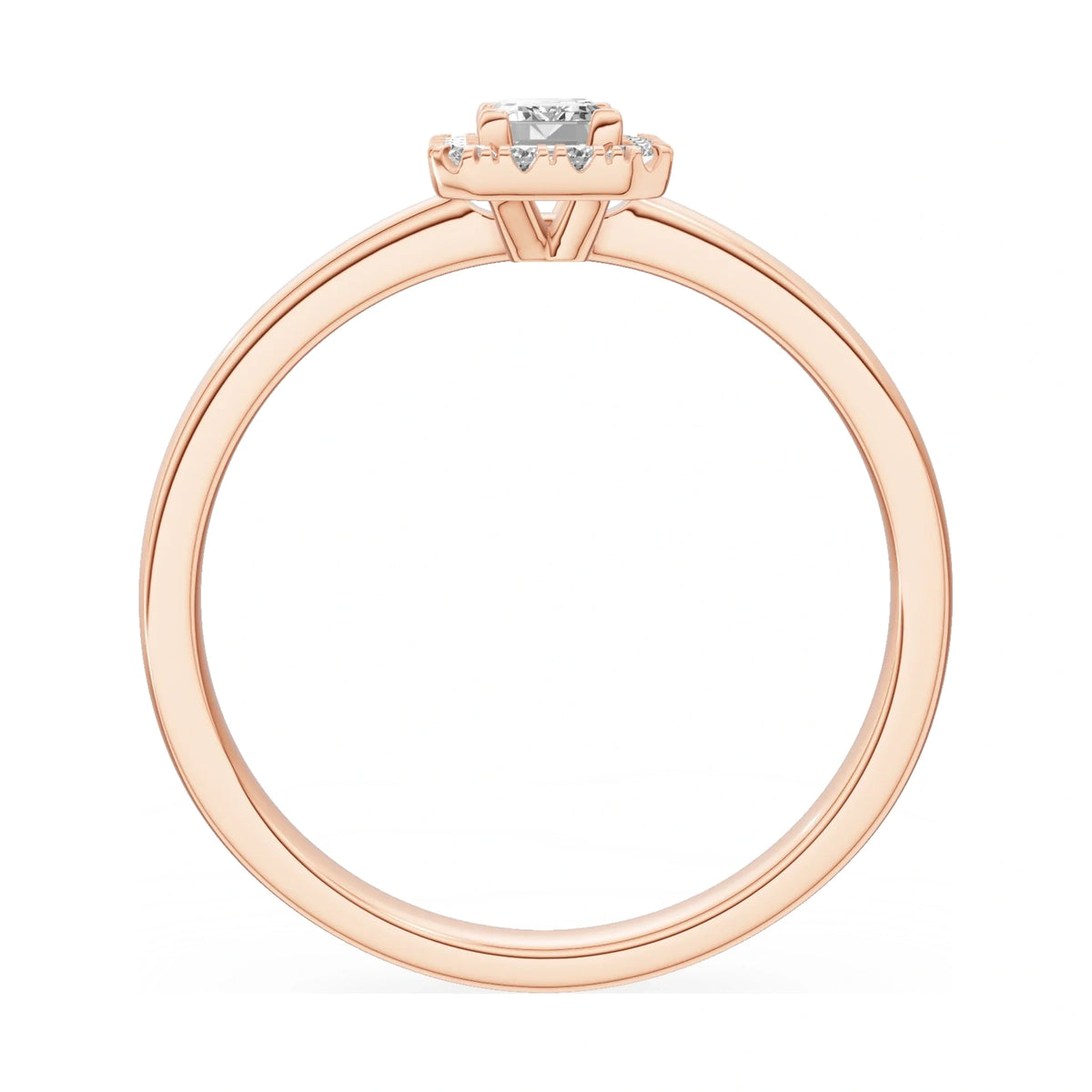 GREMARI Seven Aura emerald-cut natural diamond engagement ring in 14K rose gold, 0.24 ct