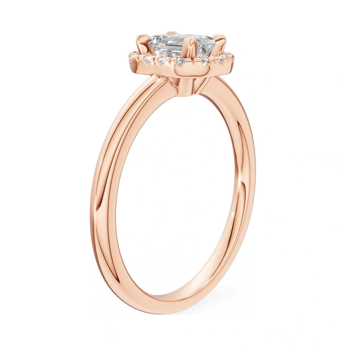 14K rose gold GREMARI Seven Aura ring with 0.50 ct emerald-cut natural diamond