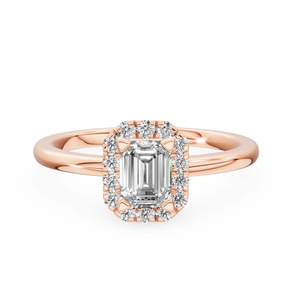 Gremari Seven Aura Verlobungsring aus Roségold mit 0,50 ct Naturdiamant – Emerald