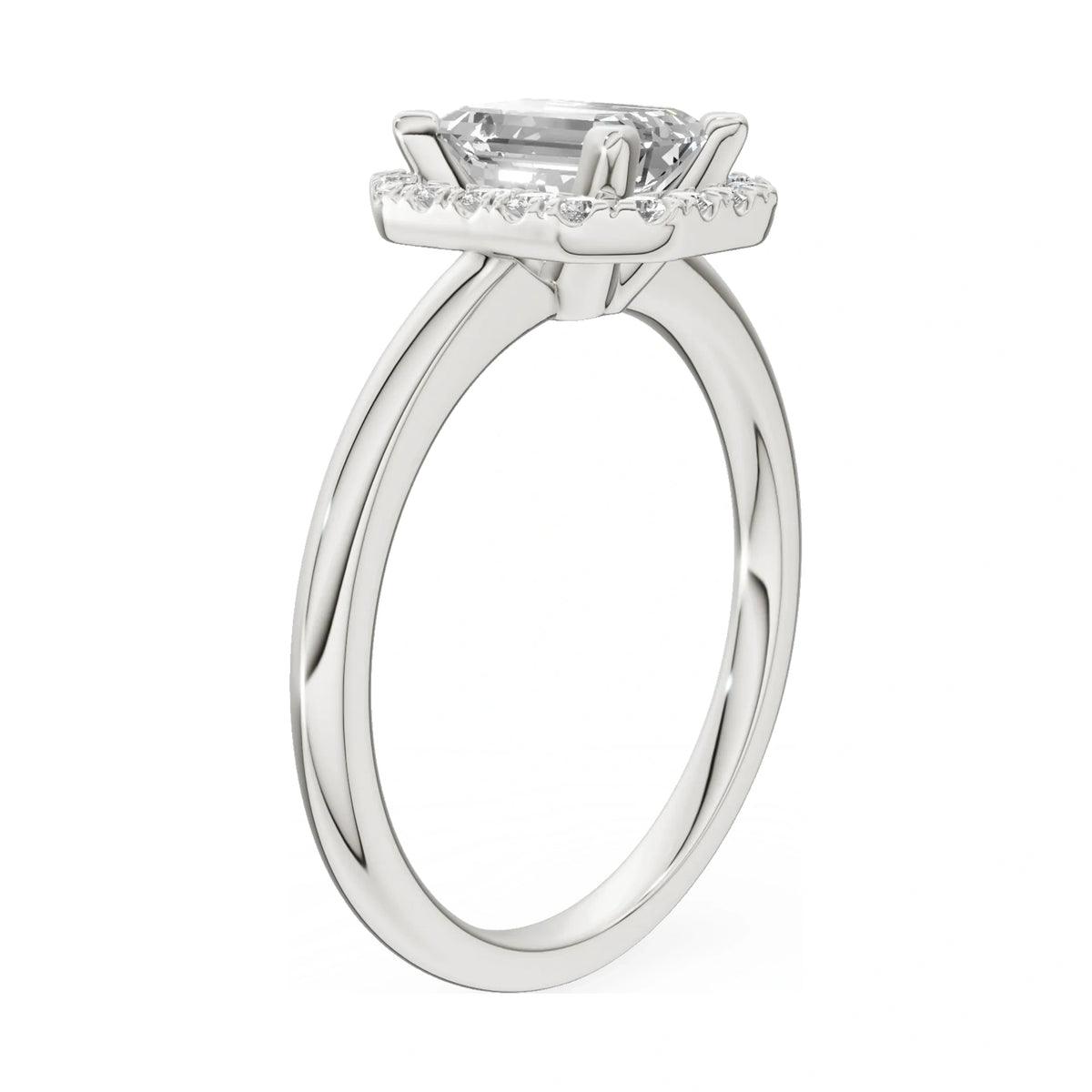 14K white gold GREMARI Seven Aura ring with 1.00 ct emerald-cut natural diamond