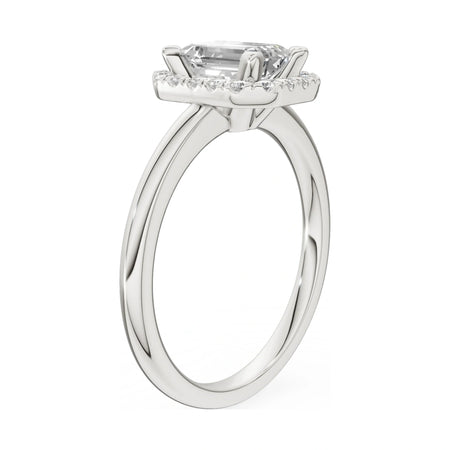 14K white gold GREMARI Seven Aura ring with 1.00 ct emerald-cut natural diamond