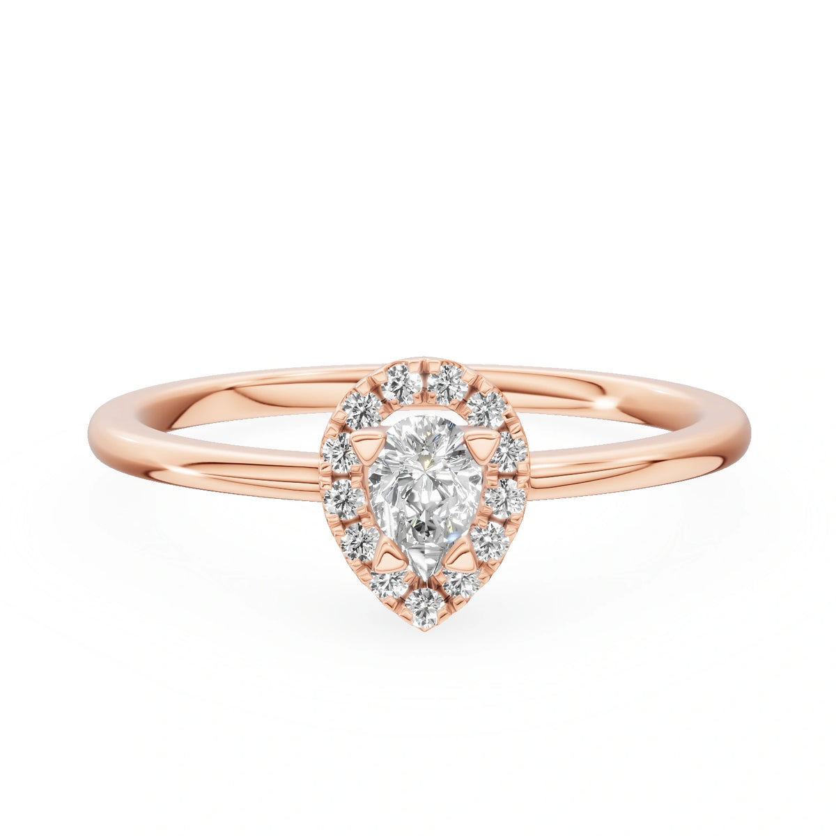 Gremari Seven Aura Verlobungsring aus Roségold mit 0,15 ct Labordiamant – Pear