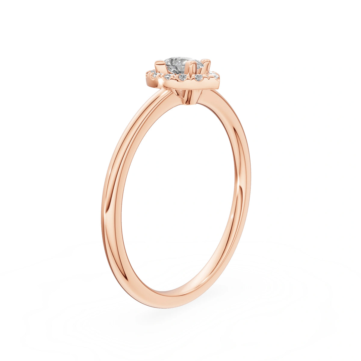 Gremari Seven Aura Verlobungsring aus Roségold mit 0,15 ct Labordiamant – Pear