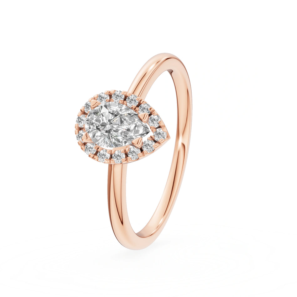 Gremari Seven Aura Verlobungsring aus Roségold mit 0,30 ct Labordiamant – Pear