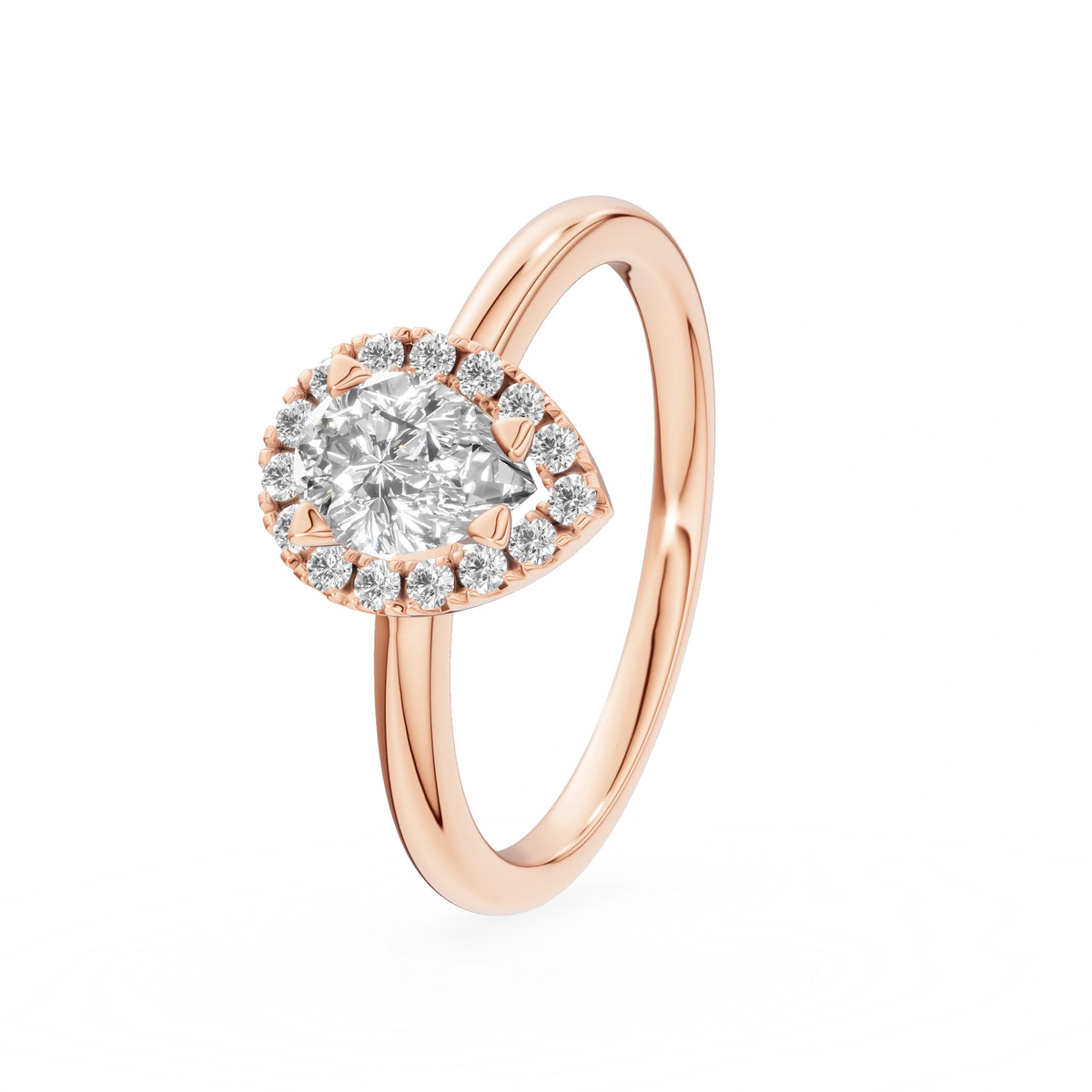Gremari Seven Aura Verlobungsring aus Roségold mit 0,50 ct Labordiamant – Pear