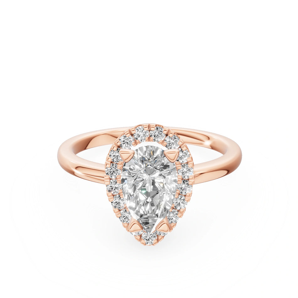 Gremari Seven Aura Verlobungsring aus Roségold mit 1,00 ct Labordiamant – Pear