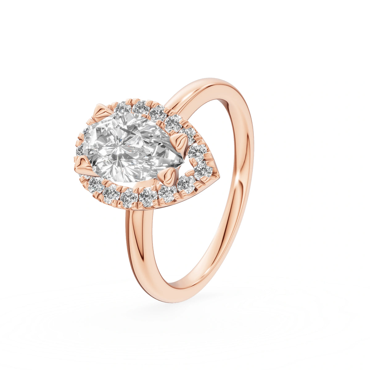 Gremari Seven Aura Verlobungsring aus Roségold mit 1,00 ct Labordiamant – Pear