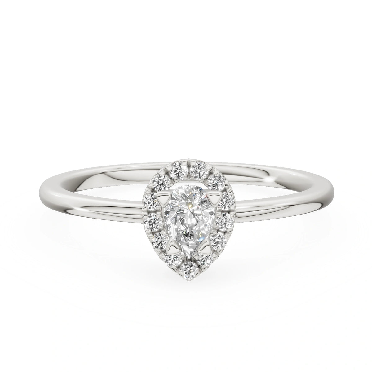 Gremari Seven Aura Verlobungsring aus Weißgold mit 0,15 ct Labordiamant – Pear