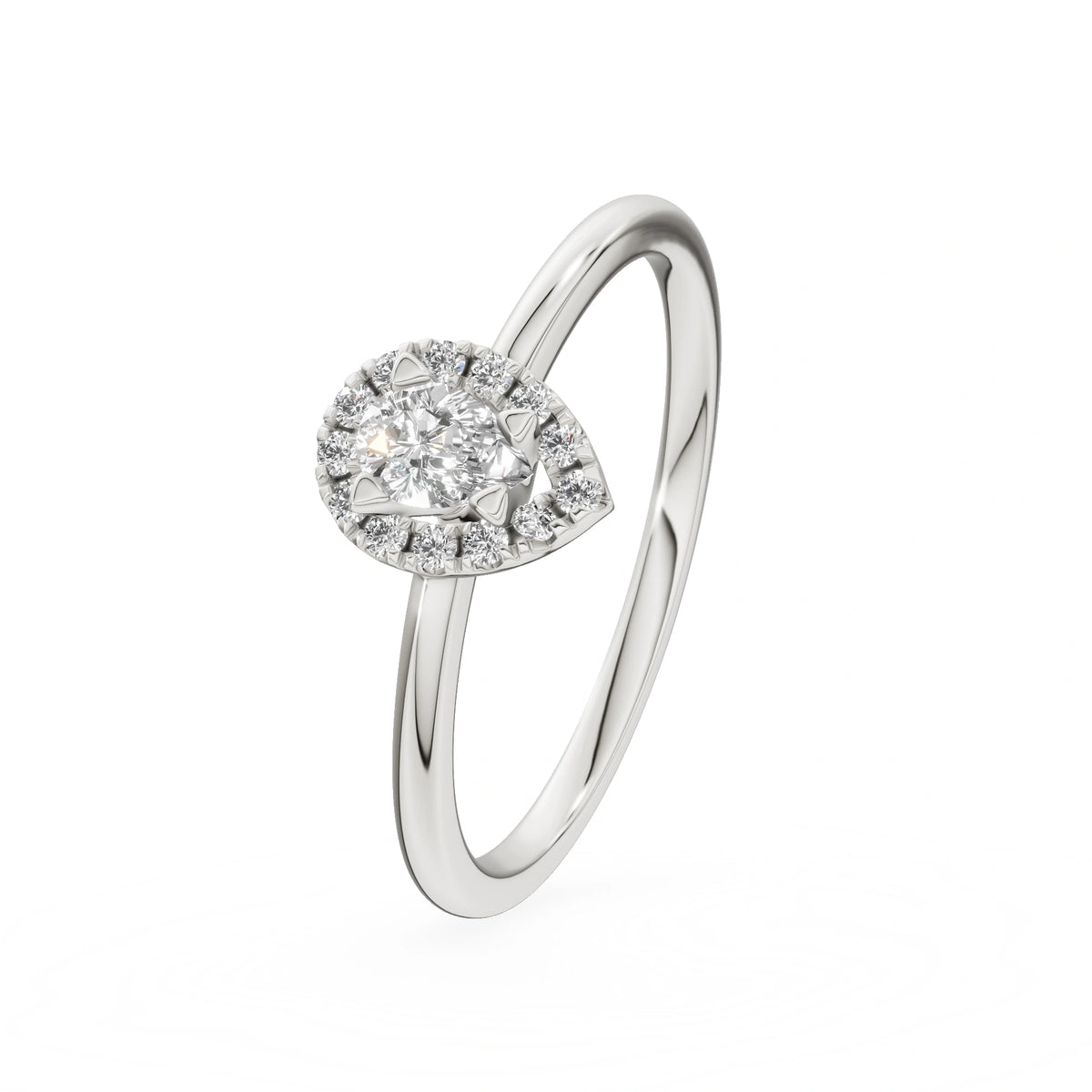 Gremari Seven Aura Verlobungsring aus Weißgold mit 0,15 ct Labordiamant – Pear