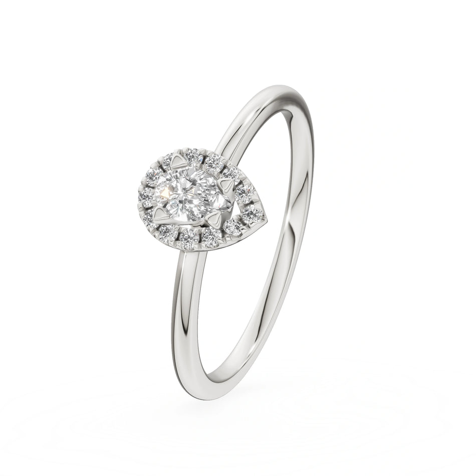 Gremari Seven Aura Verlobungsring aus Weißgold mit 0,15 ct Labordiamant – Pear