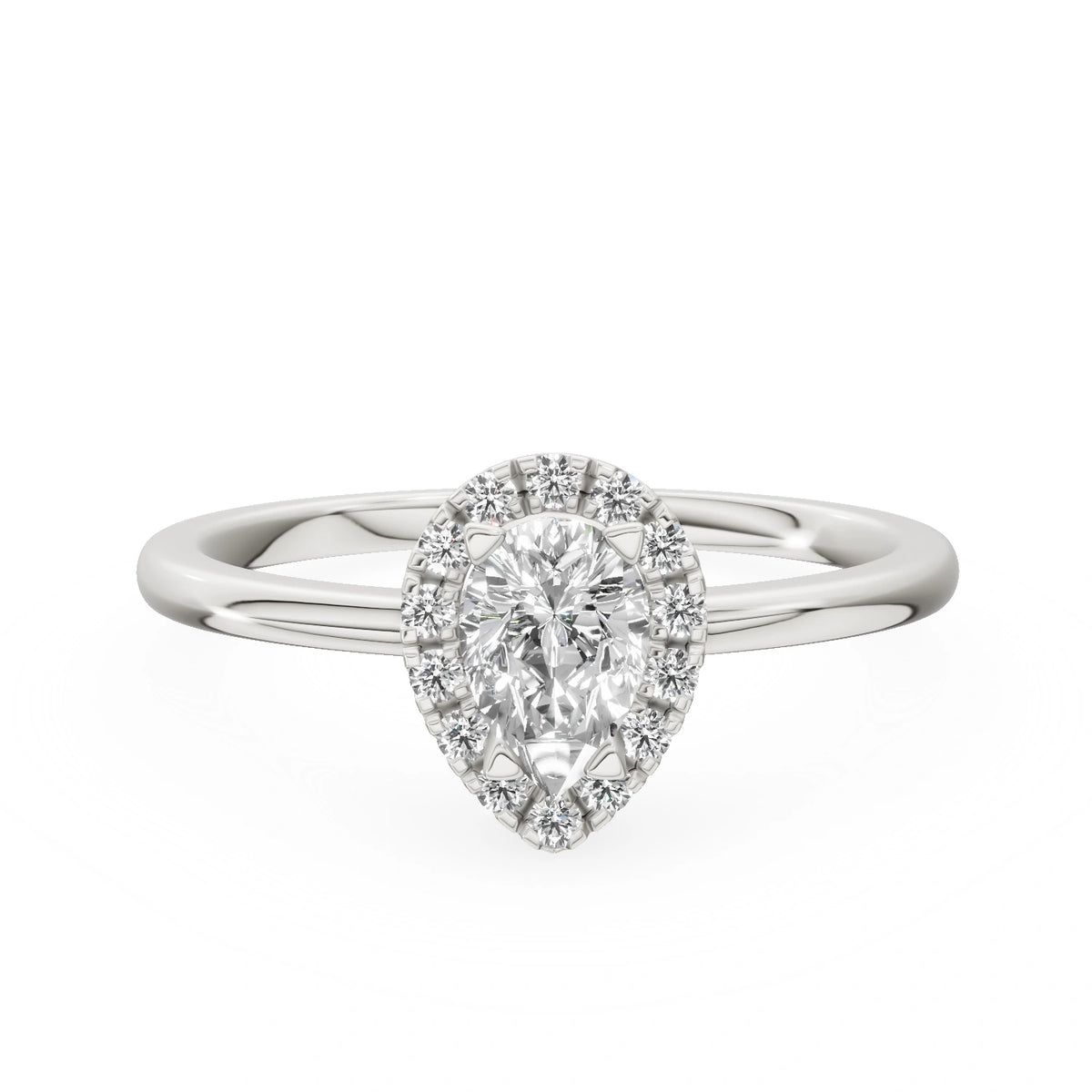 Gremari Seven Aura Verlobungsring aus Weißgold mit 0,30 ct Labordiamant – Pear