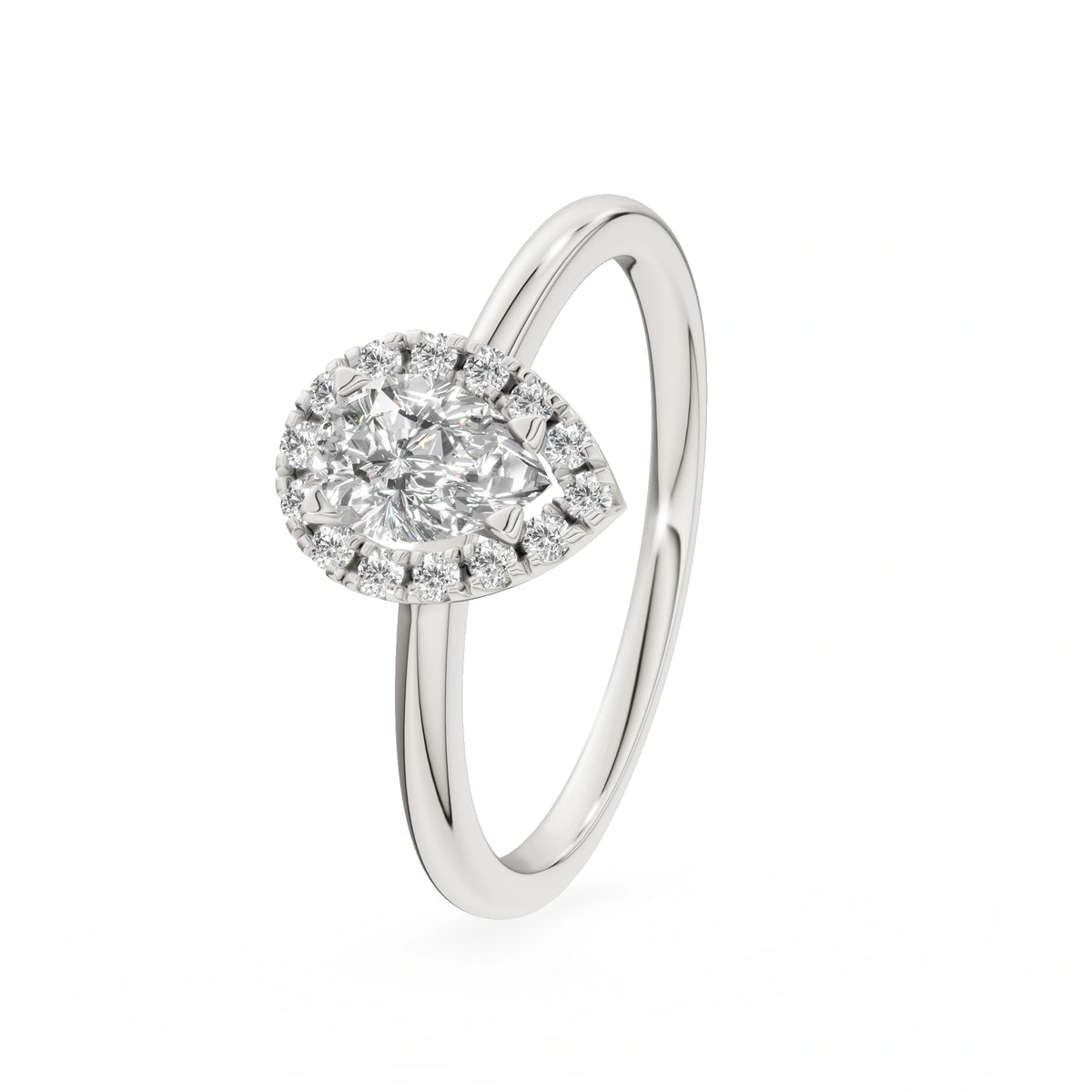 Gremari Seven Aura Verlobungsring aus Weißgold mit 0,30 ct Labordiamant – Pear