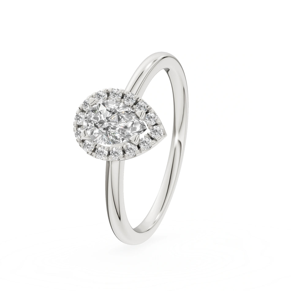 Gremari Seven Aura Verlobungsring aus Weißgold mit 0,30 ct Labordiamant – Pear
