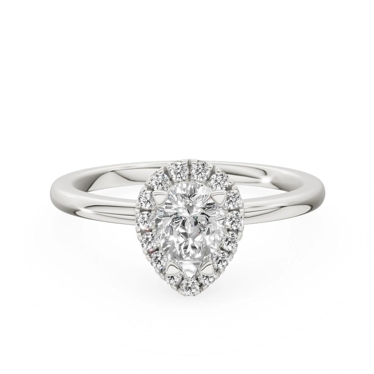 Gremari Seven Aura Verlobungsring aus Weißgold mit 0,50 ct Labordiamant – Pear