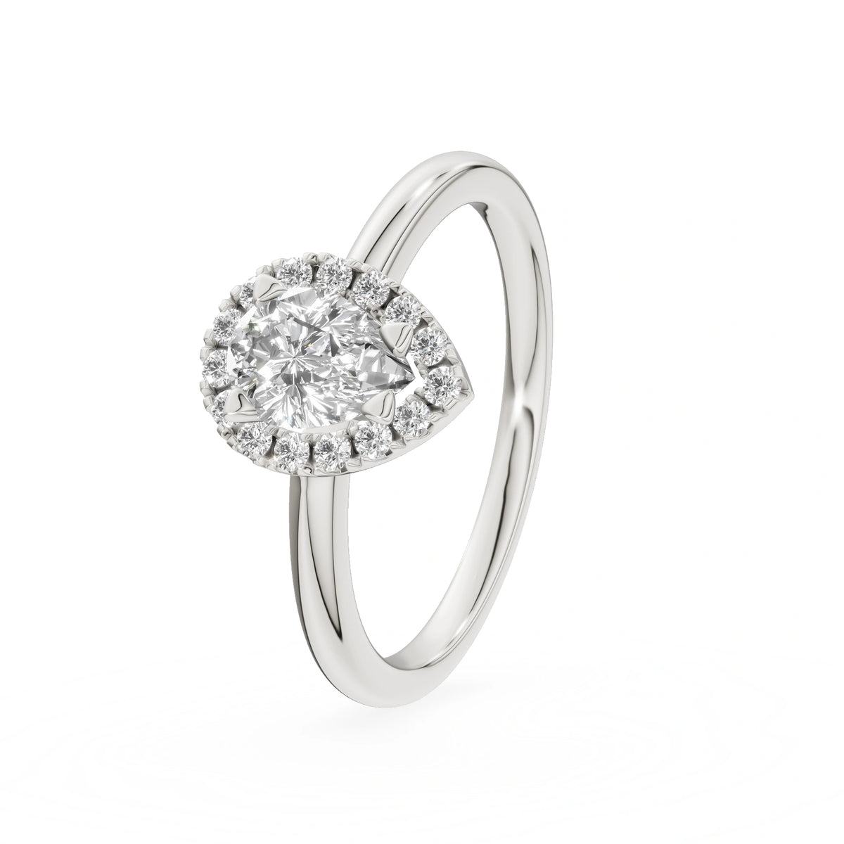 Gremari Seven Aura Verlobungsring aus Weißgold mit 0,50 ct Labordiamant – Pear