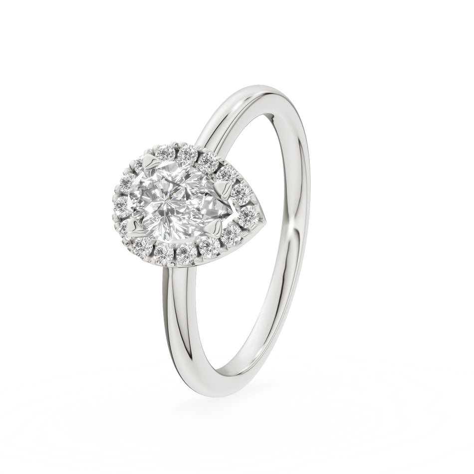 Gremari Seven Aura Verlobungsring aus Weißgold mit 0,50 ct Labordiamant – Pear