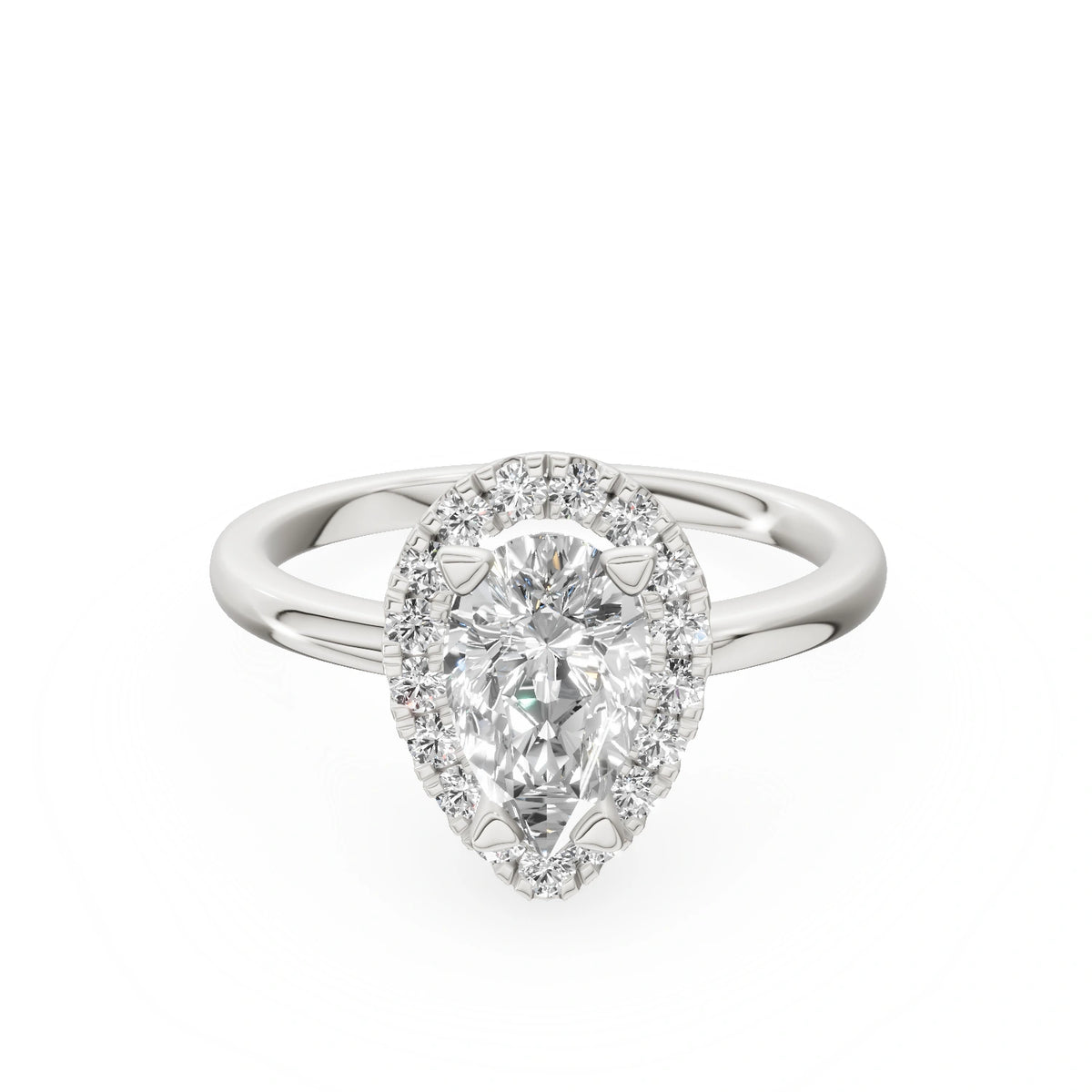 Gremari Seven Aura Verlobungsring aus Weißgold mit 1,00 ct Labordiamant – Pear