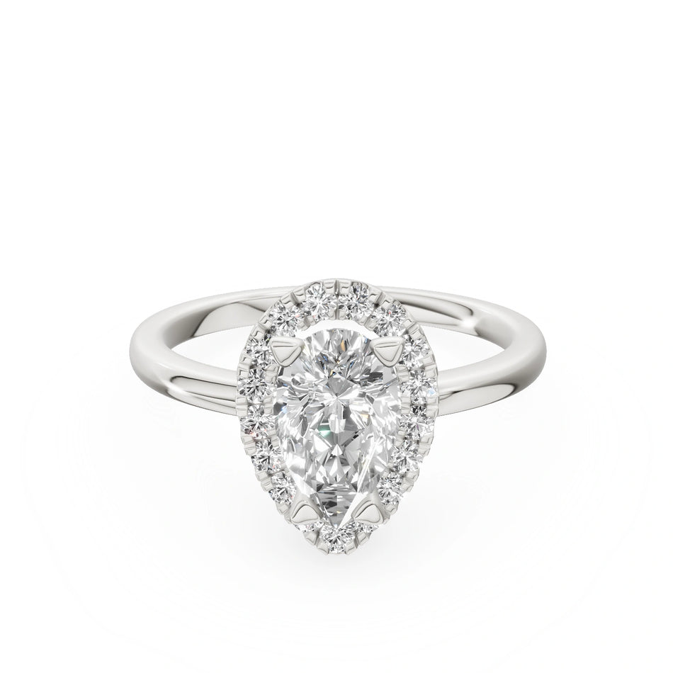 Gremari Seven Aura Verlobungsring aus Weißgold mit 1,00 ct Labordiamant – Pear