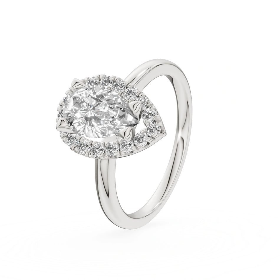 Gremari Seven Aura Verlobungsring aus Weißgold mit 1,00 ct Labordiamant – Pear