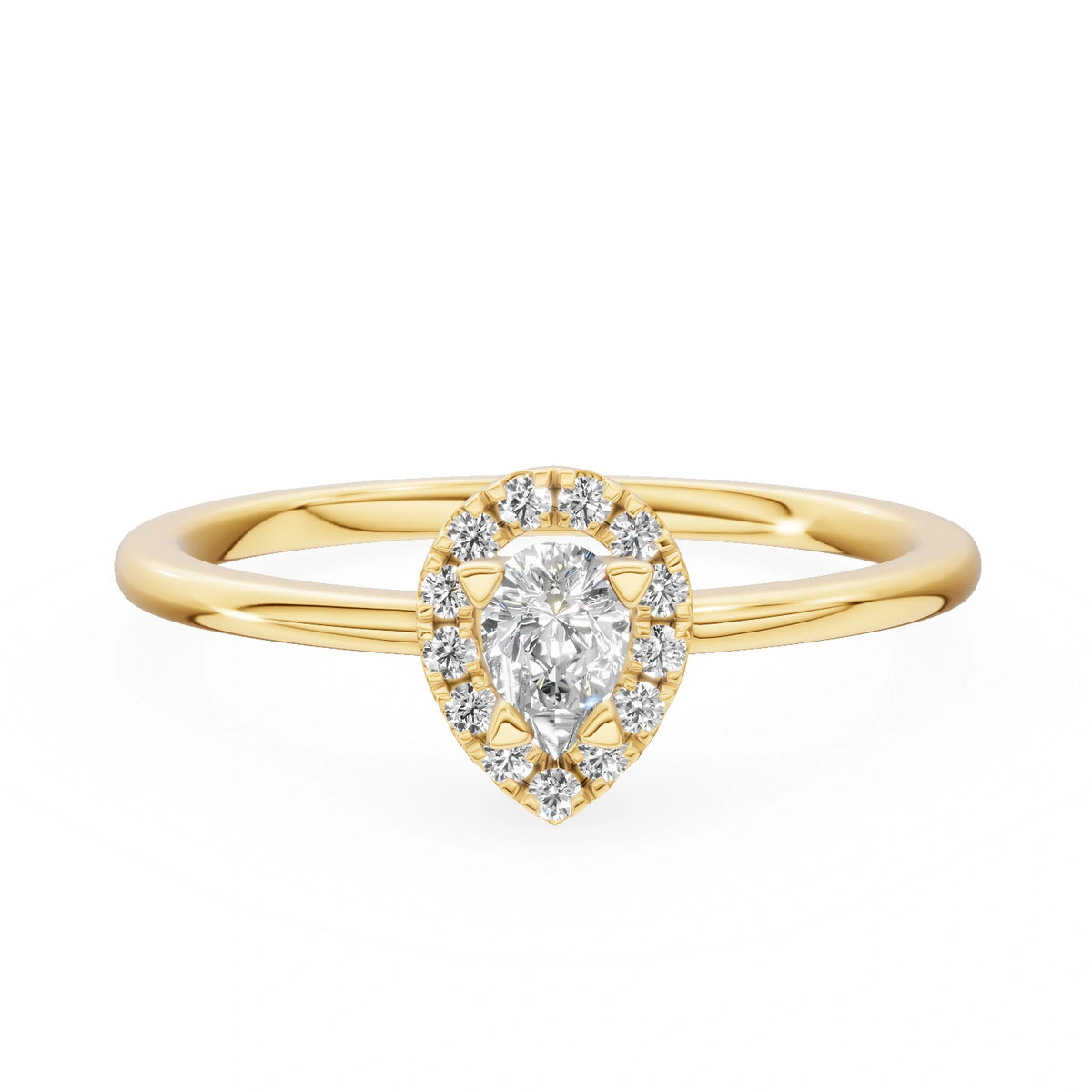 Gremari Seven Aura Verlobungsring aus Gelbgold mit 0,15 ct Labordiamant – Pear