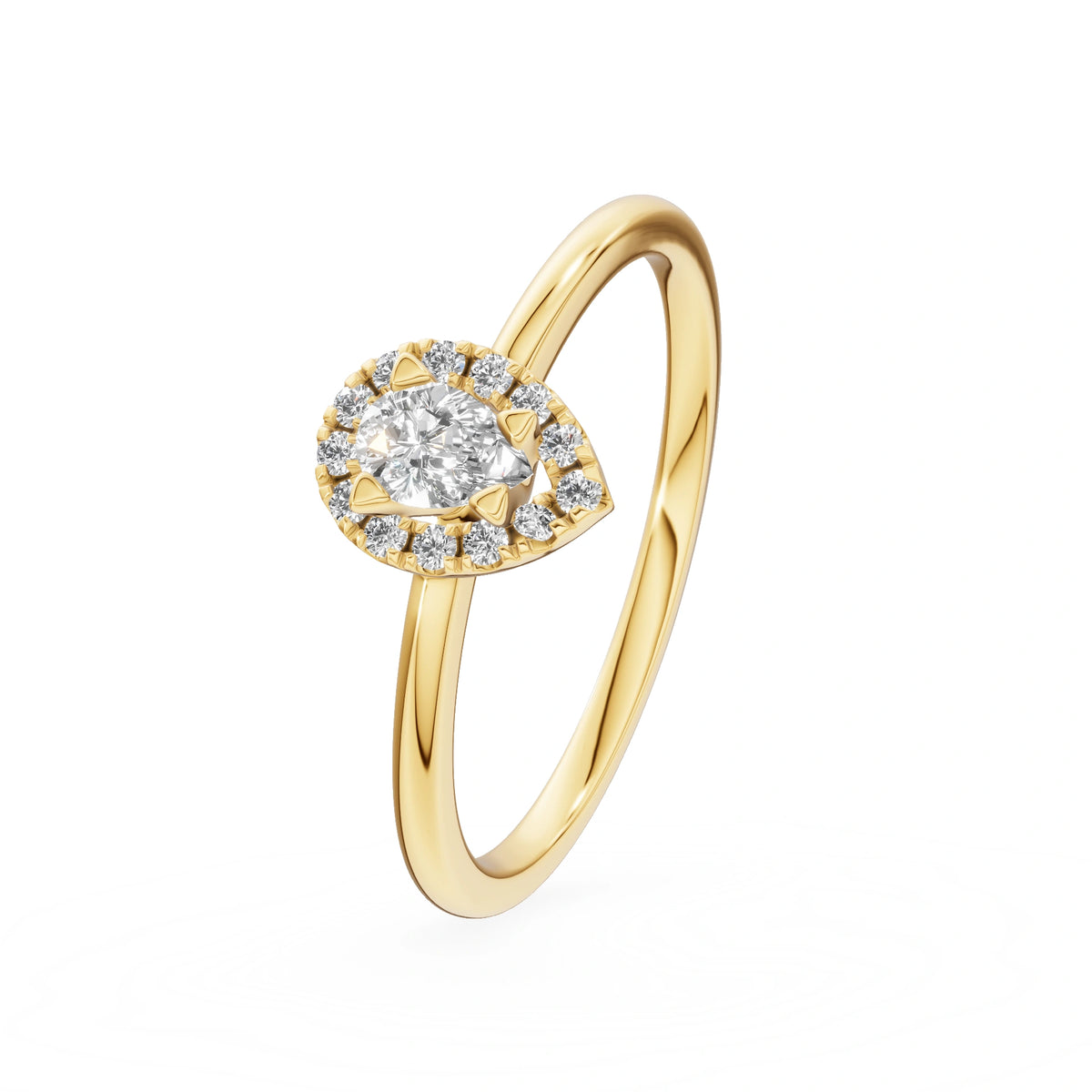 Gremari Seven Aura Verlobungsring aus Gelbgold mit 0,15 ct Labordiamant – Pear