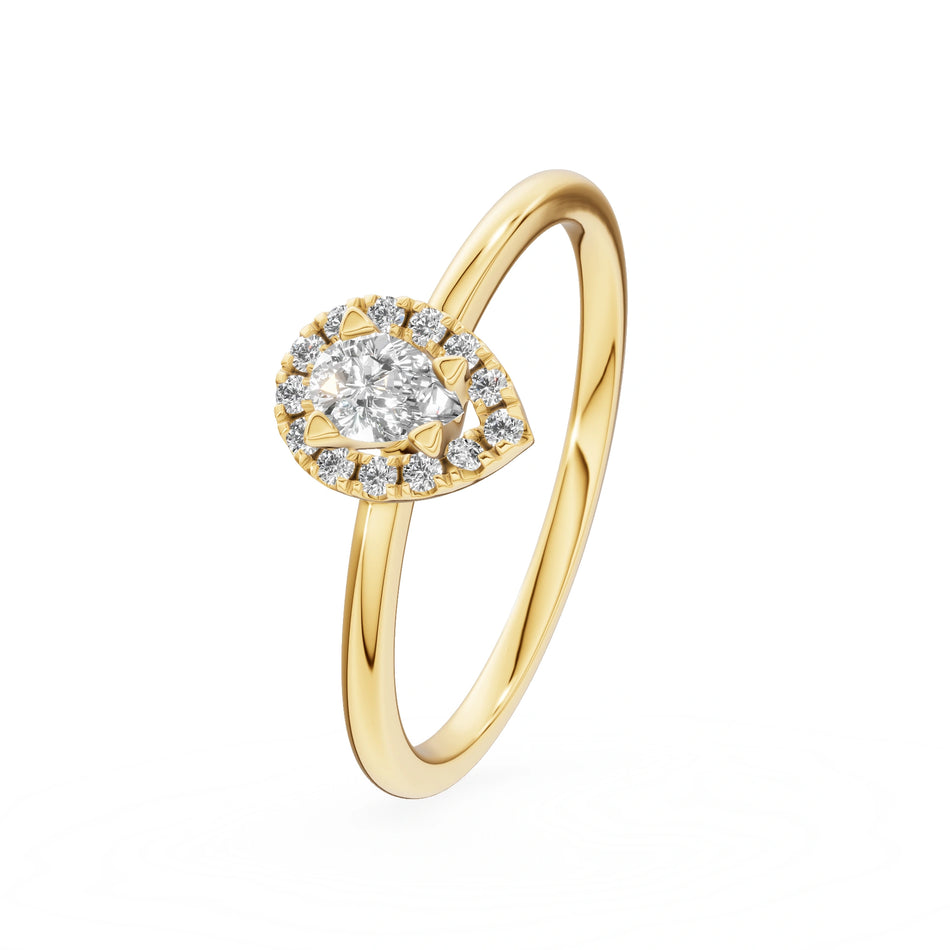 Gremari Seven Aura Verlobungsring aus Gelbgold mit 0,15 ct Labordiamant – Pear