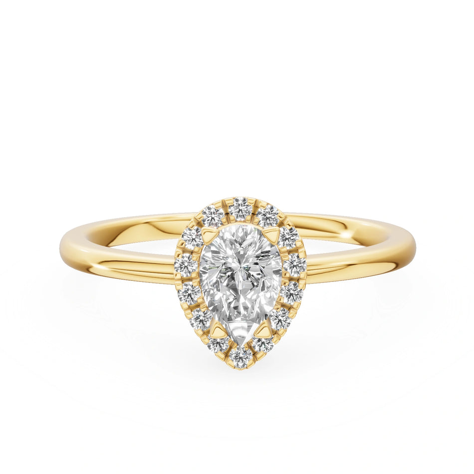 Gremari Seven Aura Verlobungsring aus Gelbgold mit 0,30 ct Labordiamant – Pear