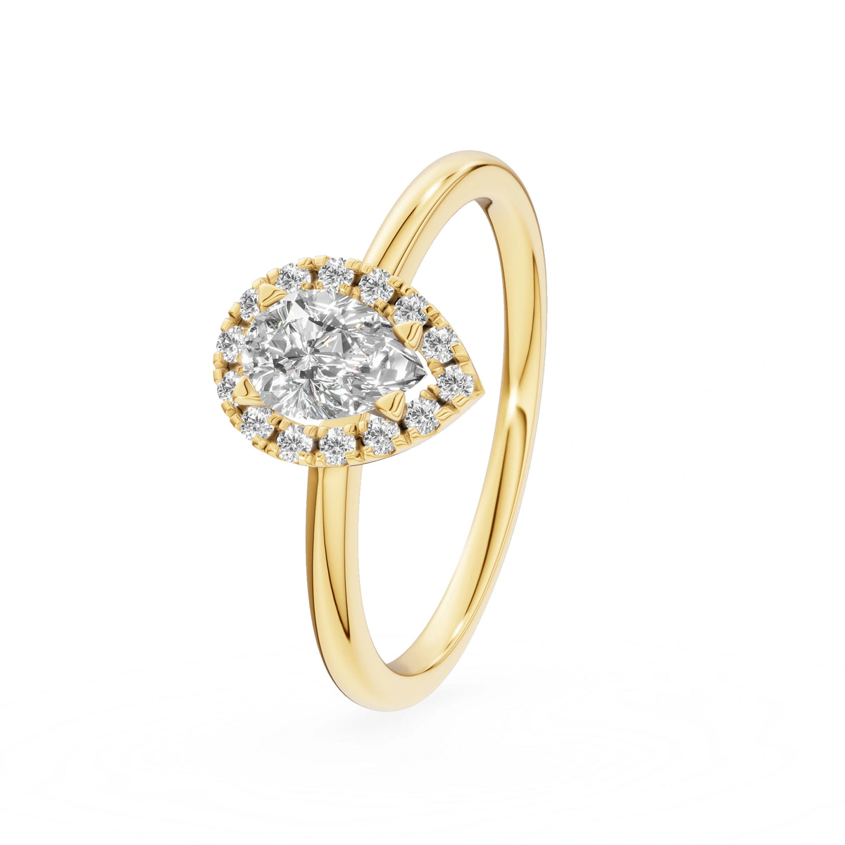 Gremari Seven Aura Verlobungsring aus Gelbgold mit 0,30 ct Labordiamant – Pear