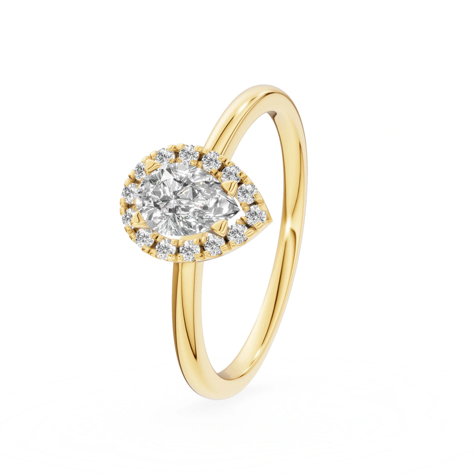 Gremari Seven Aura Verlobungsring aus Gelbgold mit 0,30 ct Labordiamant – Pear