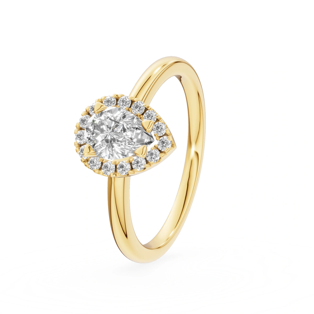 Gremari Seven Aura Verlobungsring aus Gelbgold mit 0,50 ct Labordiamant – Pear