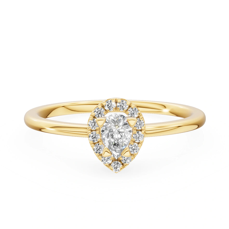 Gremari Seven Aura Verlobungsring aus Gelbgold mit 0,15 ct Naturdiamant – Pear