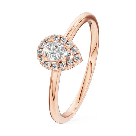 0.15 ct pear-cut natural diamond GREMARI Seven Aura engagement ring in 14K rose gold