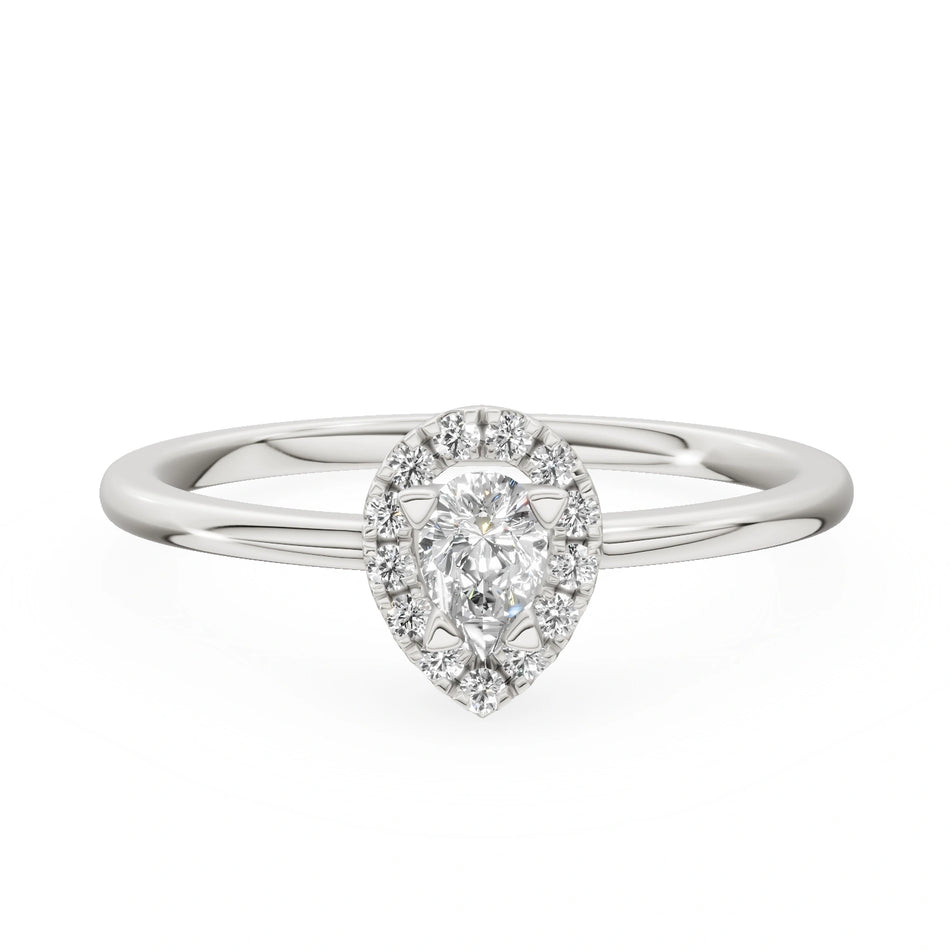 Gremari Seven Aura Verlobungsring aus Weißgold mit 0,15 ct Naturdiamant – Pear