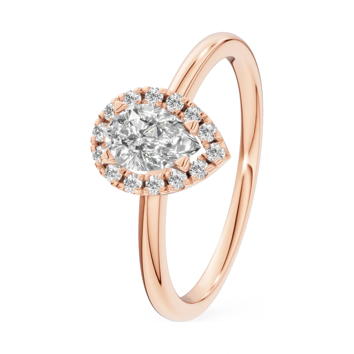 0.30 ct pear-cut natural diamond GREMARI Seven Aura engagement ring in 14K rose gold