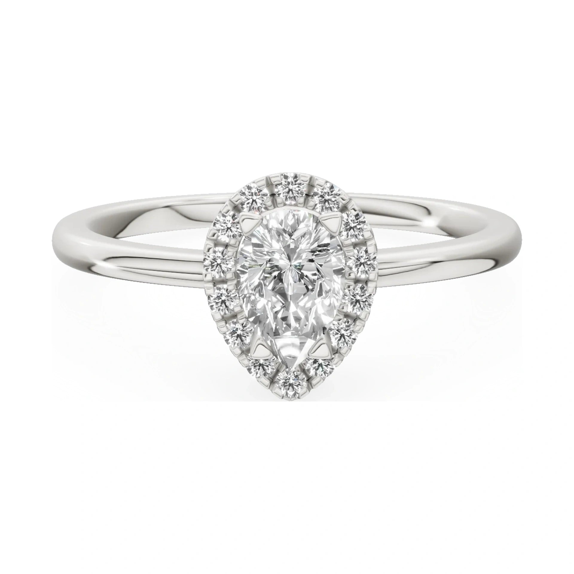 GREMARI Seven Aura 14K white gold engagement ring with 0.30 ct pear-cut natural diamond