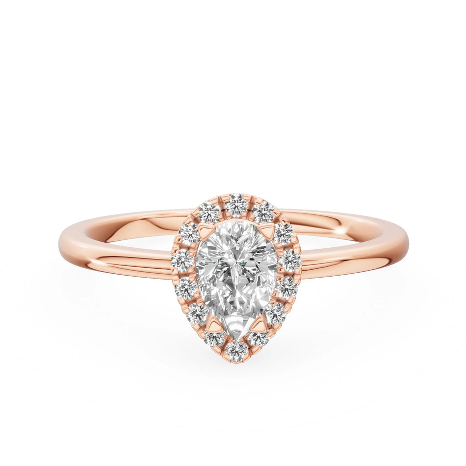 Gremari Seven Aura Verlobungsring aus Roségold mit 0,30 ct Naturdiamant – Pear
