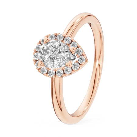 0.50 ct pear-cut natural diamond GREMARI Seven Aura engagement ring in 14K rose gold