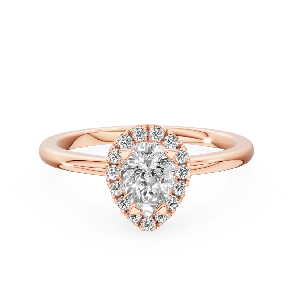 Gremari Seven Aura Verlobungsring aus Roségold mit 0,50 ct Naturdiamant – Pear