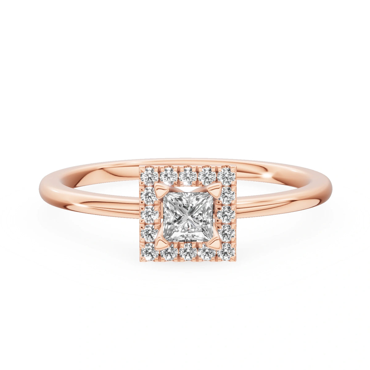 Gremari Seven Aura Verlobungsring aus Roségold mit 0,15 ct Labordiamant – Princess