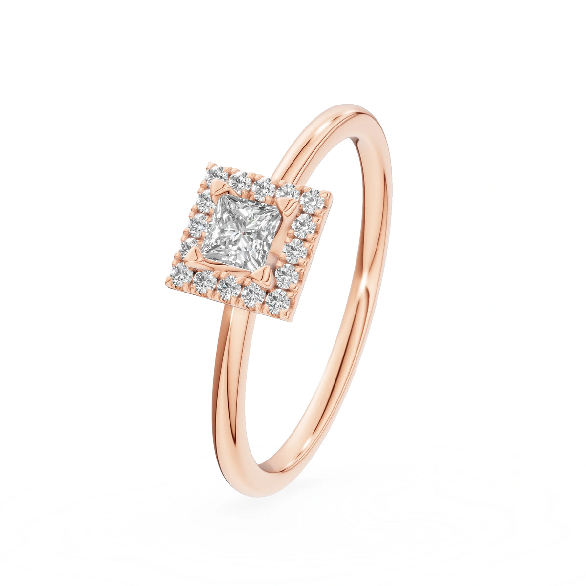 Gremari Seven Aura Verlobungsring aus Roségold mit 0,15 ct Labordiamant – Princess