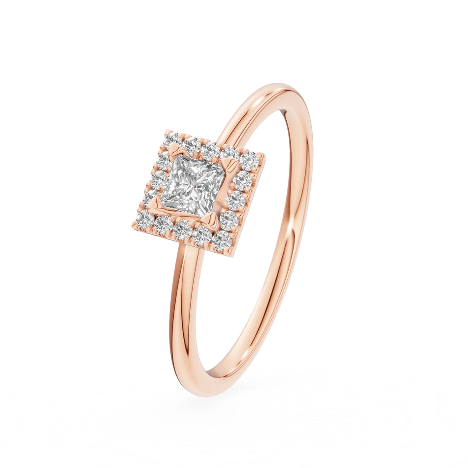 Gremari Seven Aura Verlobungsring aus Roségold mit 0,15 ct Labordiamant – Princess