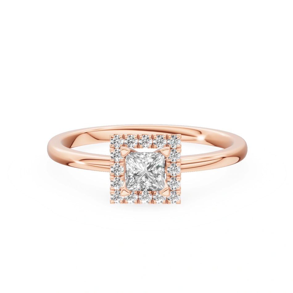 Gremari Seven Aura Verlobungsring aus Roségold mit 0,30 ct Labordiamant – Princess
