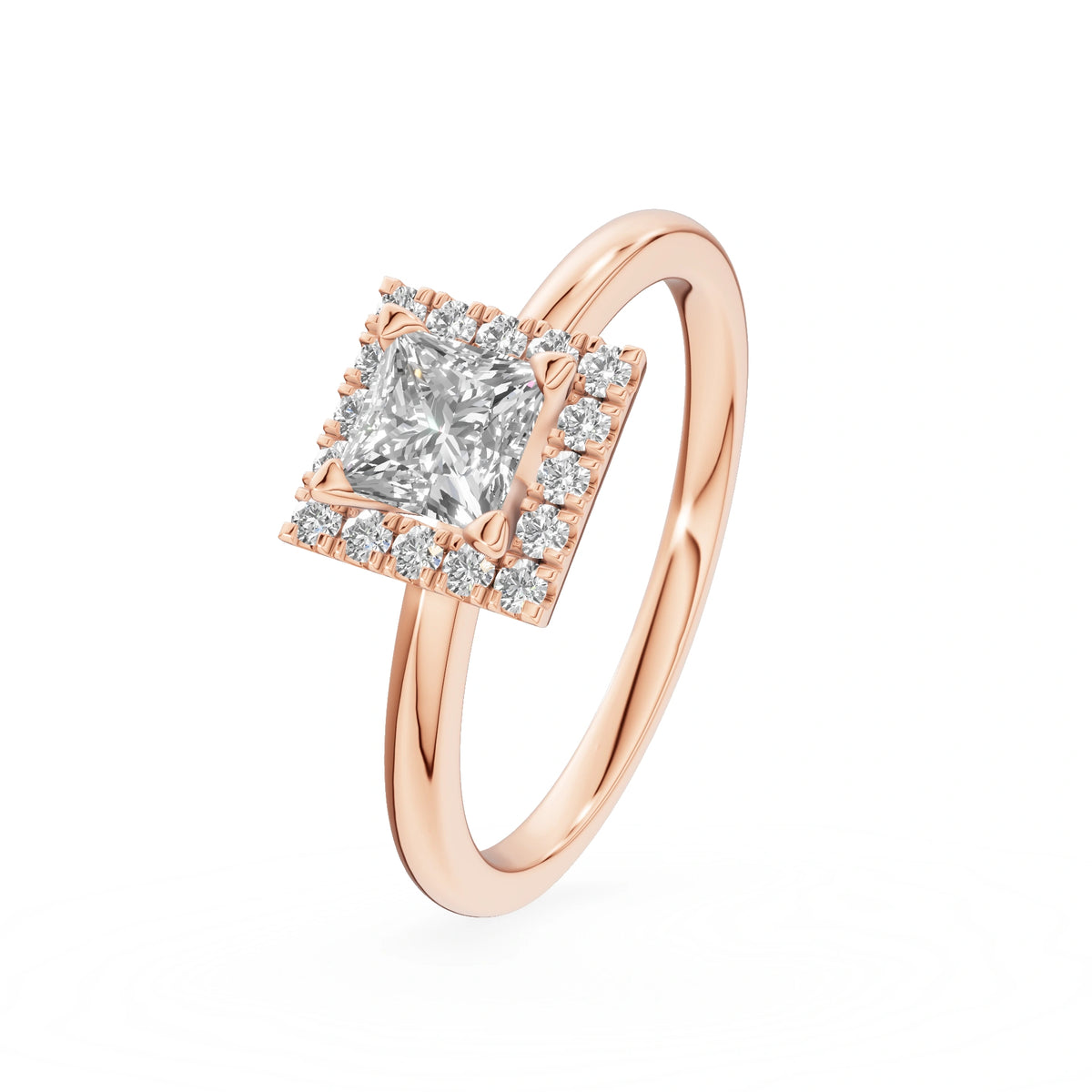 Gremari Seven Aura Verlobungsring aus Roségold mit 0,50 ct Labordiamant – Princess