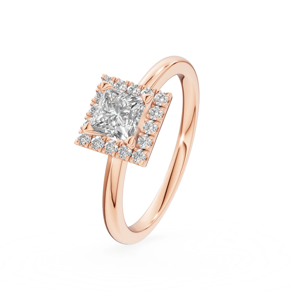 Gremari Seven Aura Verlobungsring aus Roségold mit 0,50 ct Labordiamant – Princess