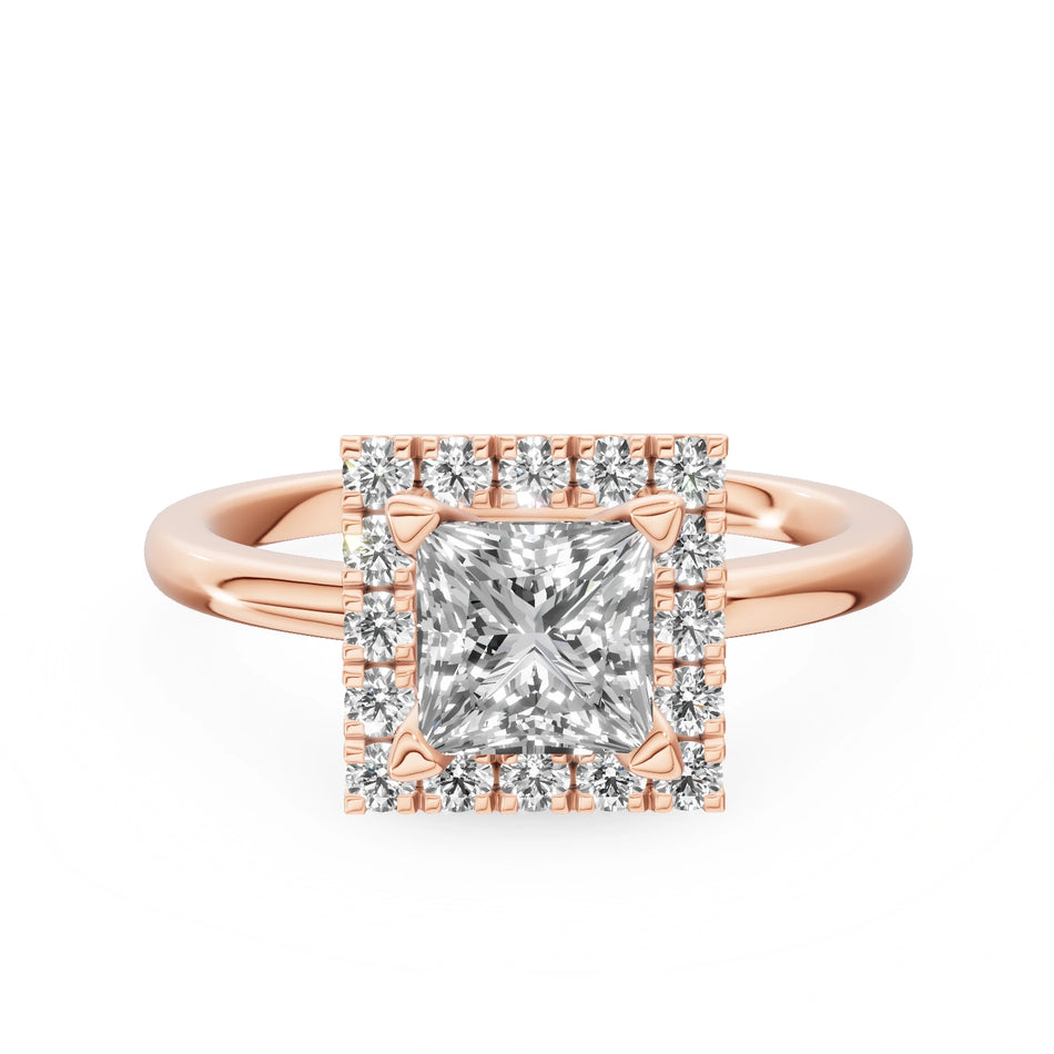 Gremari Seven Aura Verlobungsring aus Roségold mit 1,00 ct Labordiamant – Princess