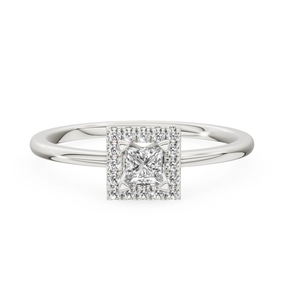 Gremari Seven Aura Verlobungsring aus Weißgold mit 0,15 ct Labordiamant – Princess