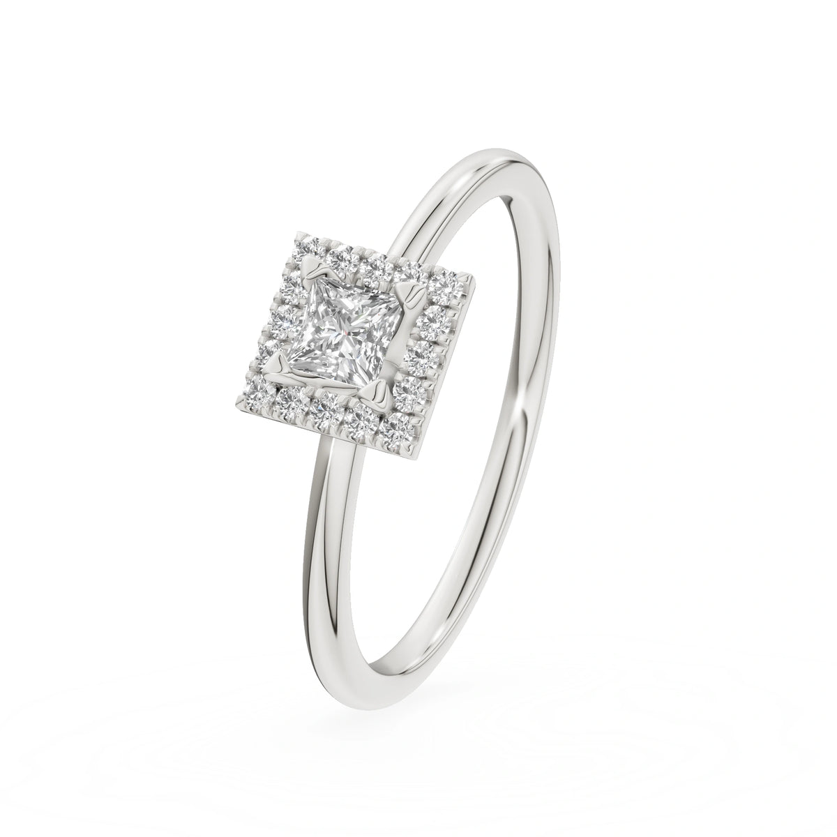 Gremari Seven Aura Verlobungsring aus Weißgold mit 0,15 ct Labordiamant – Princess