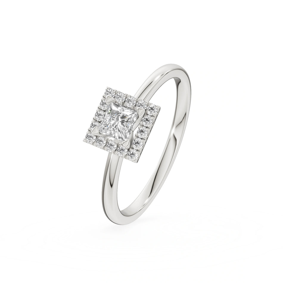 Gremari Seven Aura Verlobungsring aus Weißgold mit 0,30 ct Labordiamant – Princess