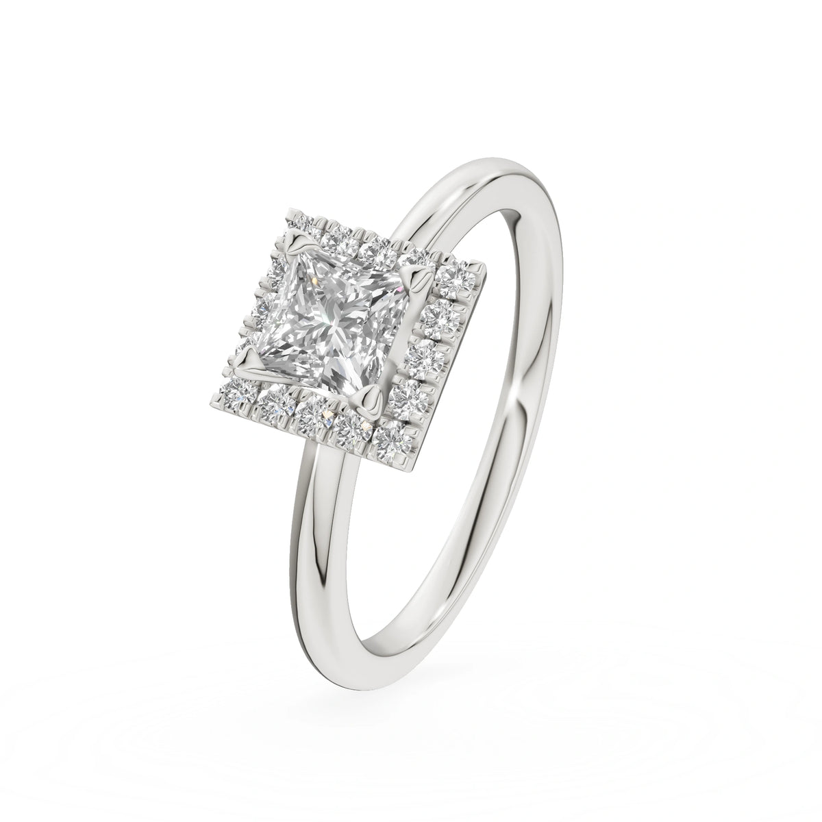 Gremari Seven Aura Verlobungsring aus Weißgold mit 0,50 ct Labordiamant – Princess