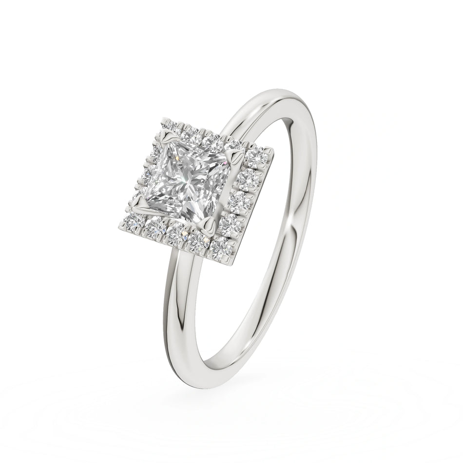 Gremari Seven Aura Verlobungsring aus Weißgold mit 0,50 ct Labordiamant – Princess